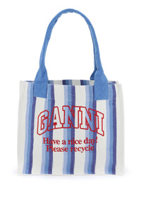 recycled cotton striped tote bag A5808 DARK BLUE