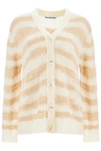 striped distressed cardigan with A60398 OFF WHITE/ECRU