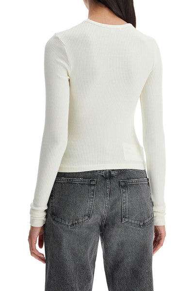 fitted long-sleeved top by A7119 3048 OAT MILK (LIGHT DUSTY WHITE)