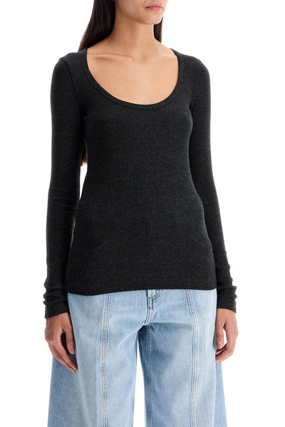 fitted top with deep neckline A7285 1352 KATNISS (BLACK HEATHER)