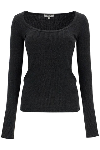 fitted top with deep neckline A7285 1352 KATNISS (BLACK HEATHER)