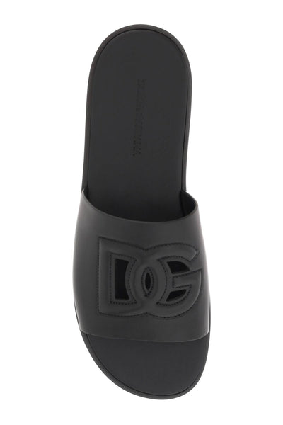 leather slides with dg cut-out A80397 AO602 NERO