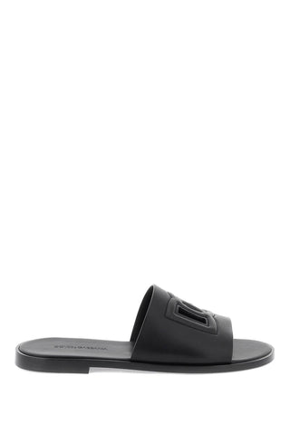 leather slides with dg cut-out A80397 AO602 NERO