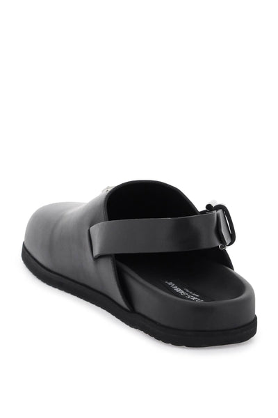 leather clogs with logo plate A80402 AQ765 NERO