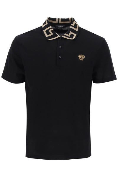 polo shirt with greca collar A87402 1A06199 BLACK