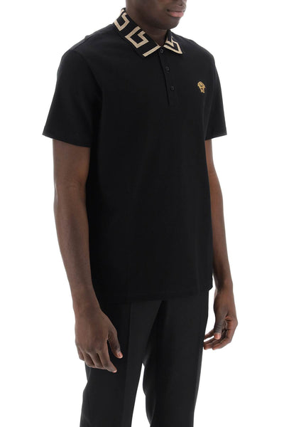 polo shirt with greca collar A87402 1A06199 BLACK