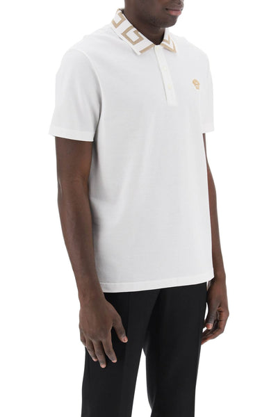 polo shirt with greca collar A87402 1A06199 OPTICAL WHITE