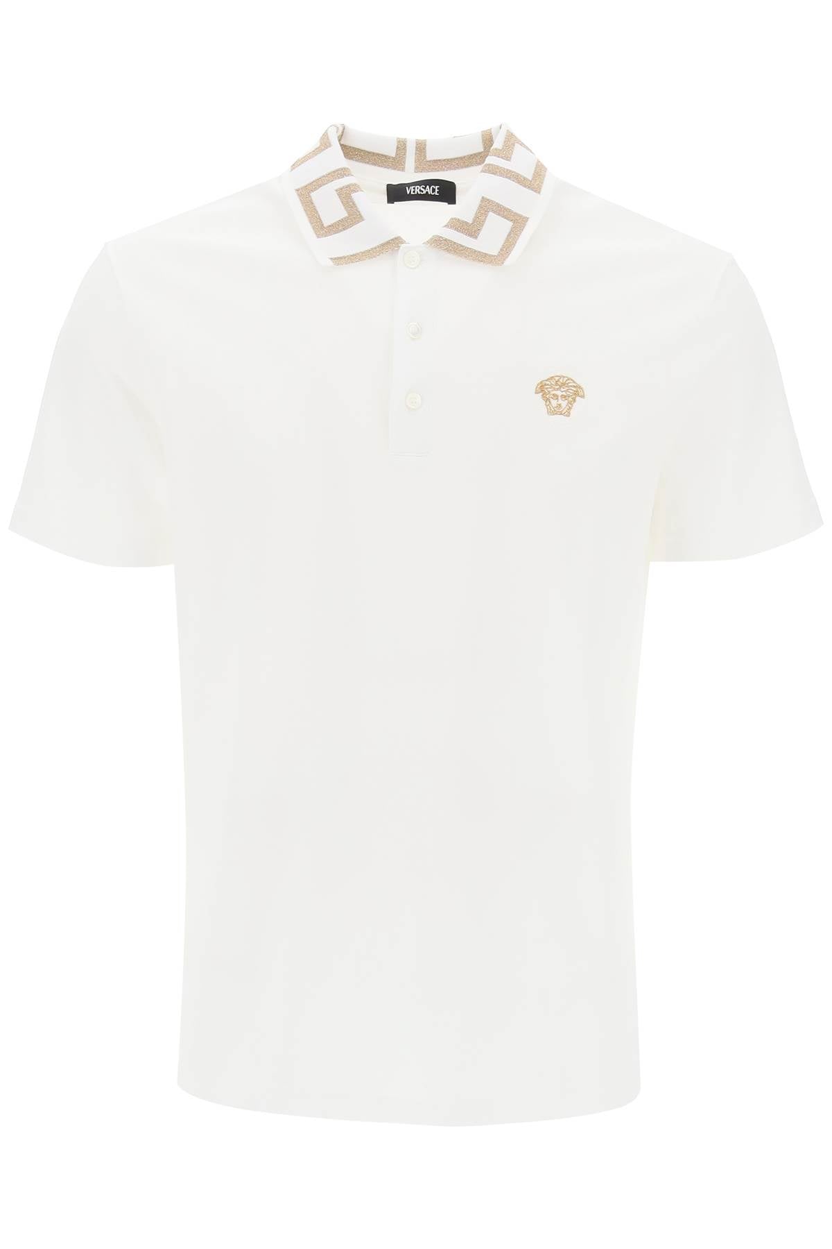 polo shirt with greca collar A87402 1A06199 OPTICAL WHITE