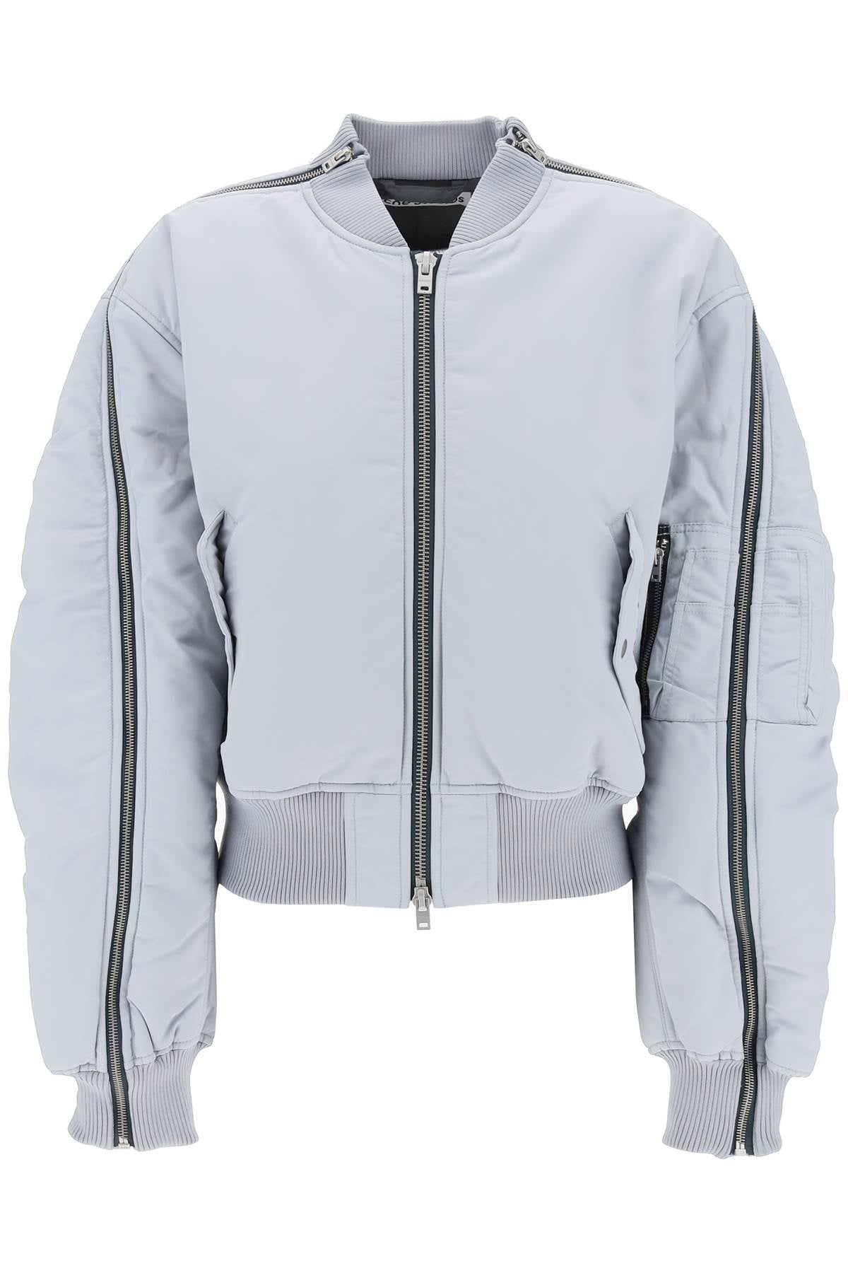 bomber jacket with zipper A90587 POWDER BLUE