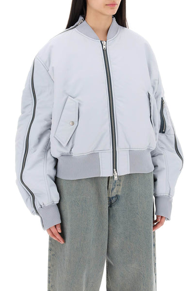 bomber jacket with zipper A90587 POWDER BLUE