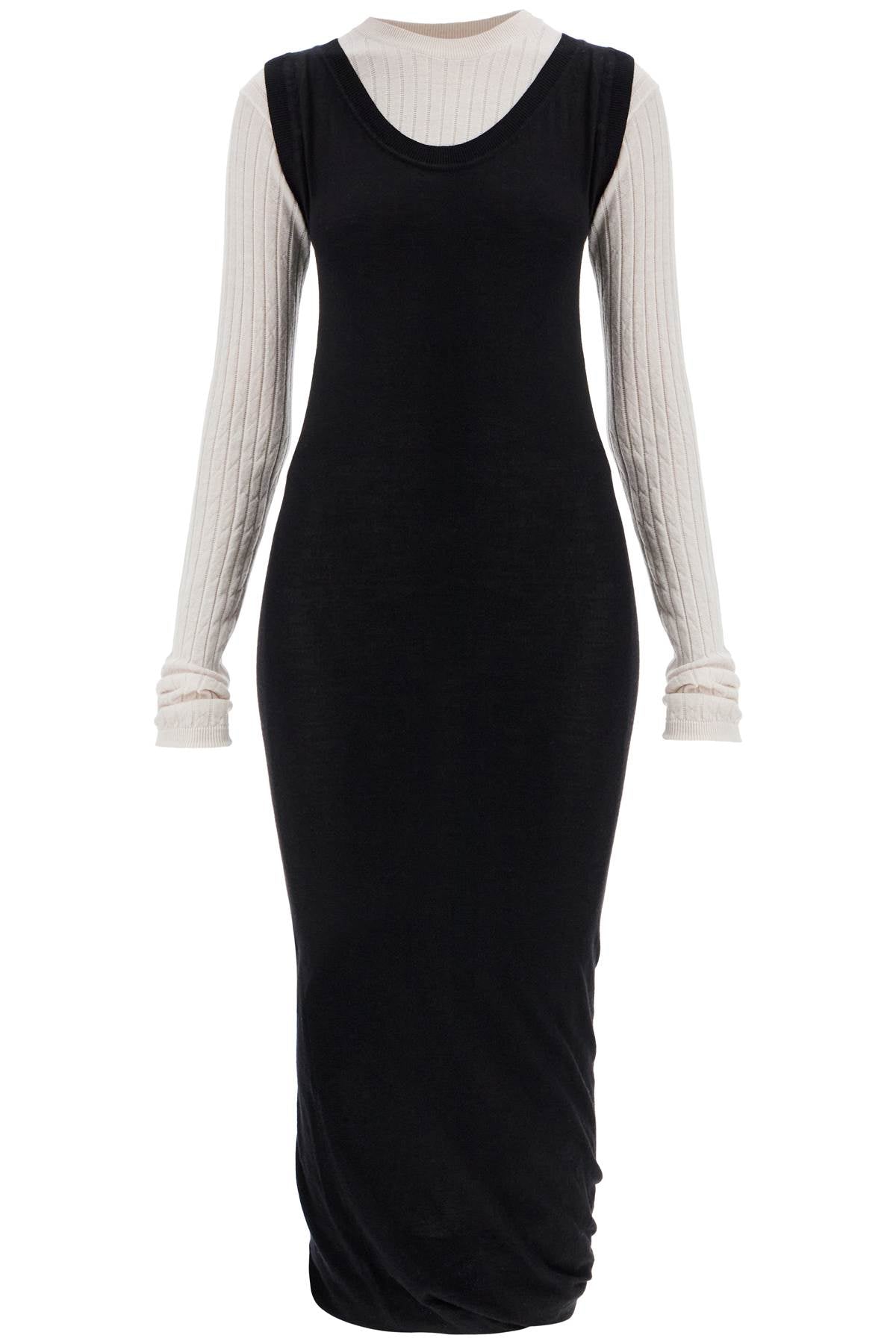 MARNI Layered knit dress abmd0229q0 ufw531 black | Italystation.com - Shop Now at italystation.com