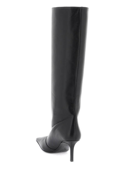leather boots with tapered toe. AD0654 BLACK