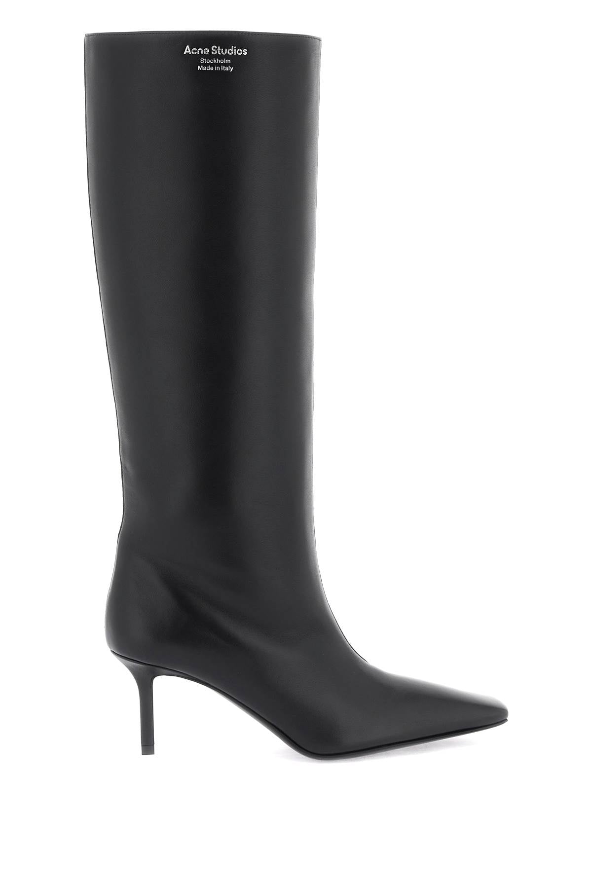 leather boots with tapered toe. AD0654 BLACK