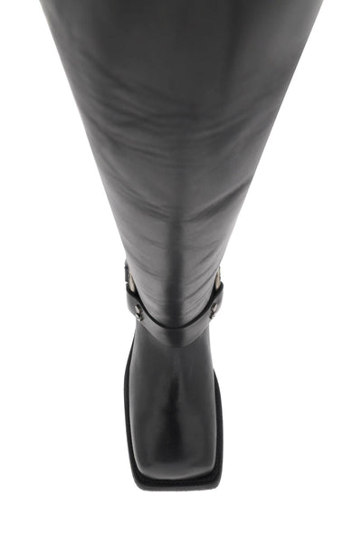 leather biker boots in AD0683 BLACK