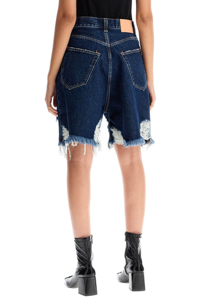 denim destroyed bermuda shorts for AE0074 MID BLUE