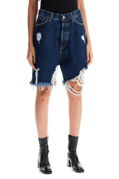 denim destroyed bermuda shorts for AE0074 MID BLUE