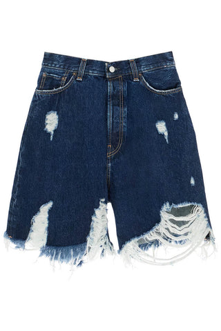 denim destroyed bermuda shorts for AE0074 MID BLUE