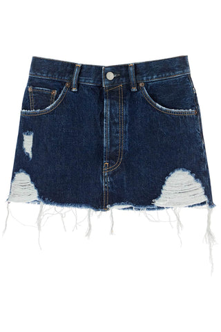 destroyed denim mini skirt AF0470 MID BLUE