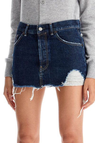 destroyed denim mini skirt AF0470 MID BLUE