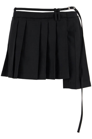 asymmetric pleated mini skirt AF0473 BLACK