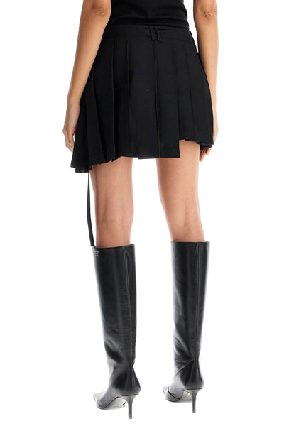 asymmetric pleated mini skirt AF0473 BLACK