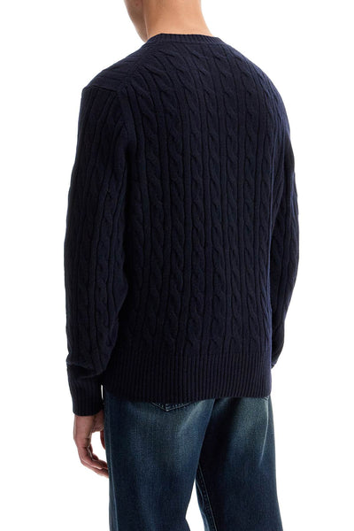 classic fit cable knit wool pullover AH2924 BLU NAVY