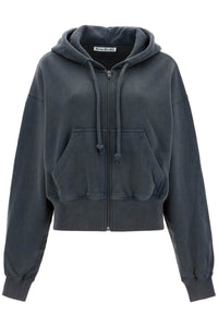 boxy sweatshirt with zip and hood AI0157 OCEAN BLUE