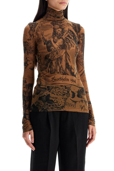 printed seamless top with AL0430 CAMEL/BLACK