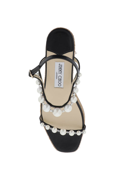 Jimmy choo amatuus 60 wedge and pearl sandals AMATUUS 60 XPX BLACK WHITE