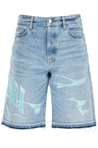 denim logo varsity bermuda shorts AMDNSH1013 PERFECT INDIGO