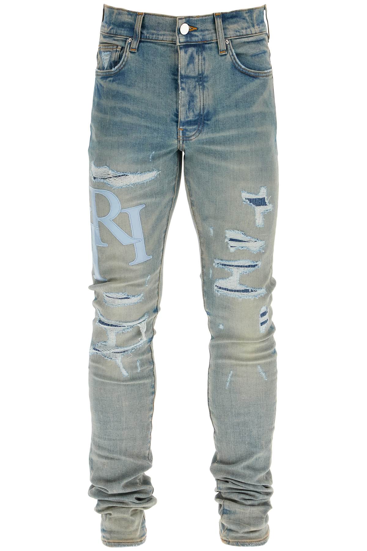 leather logo jeans with eight words AMDNSY1060 CLAY INDIGO