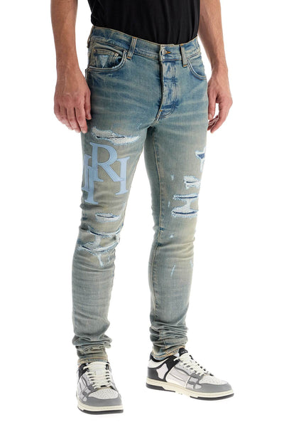 leather logo jeans with eight words AMDNSY1060 CLAY INDIGO