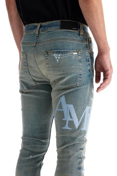 leather logo jeans with eight words AMDNSY1060 CLAY INDIGO