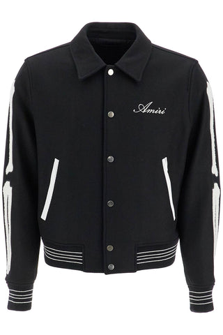 bones varsity jacket AMOUVY1007 BLACK WHITE