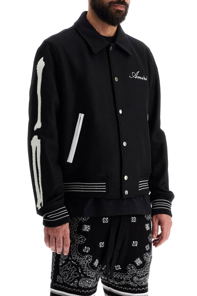 bones varsity jacket AMOUVY1007 BLACK WHITE