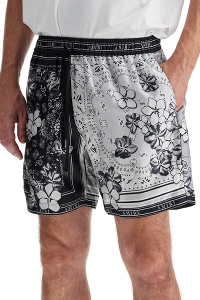 silk bandana print bermuda shorts AMSHCA1031 BLACK