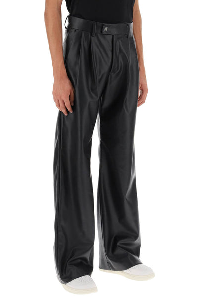 faux leather wide leg pants AW23MAW072 BLACK