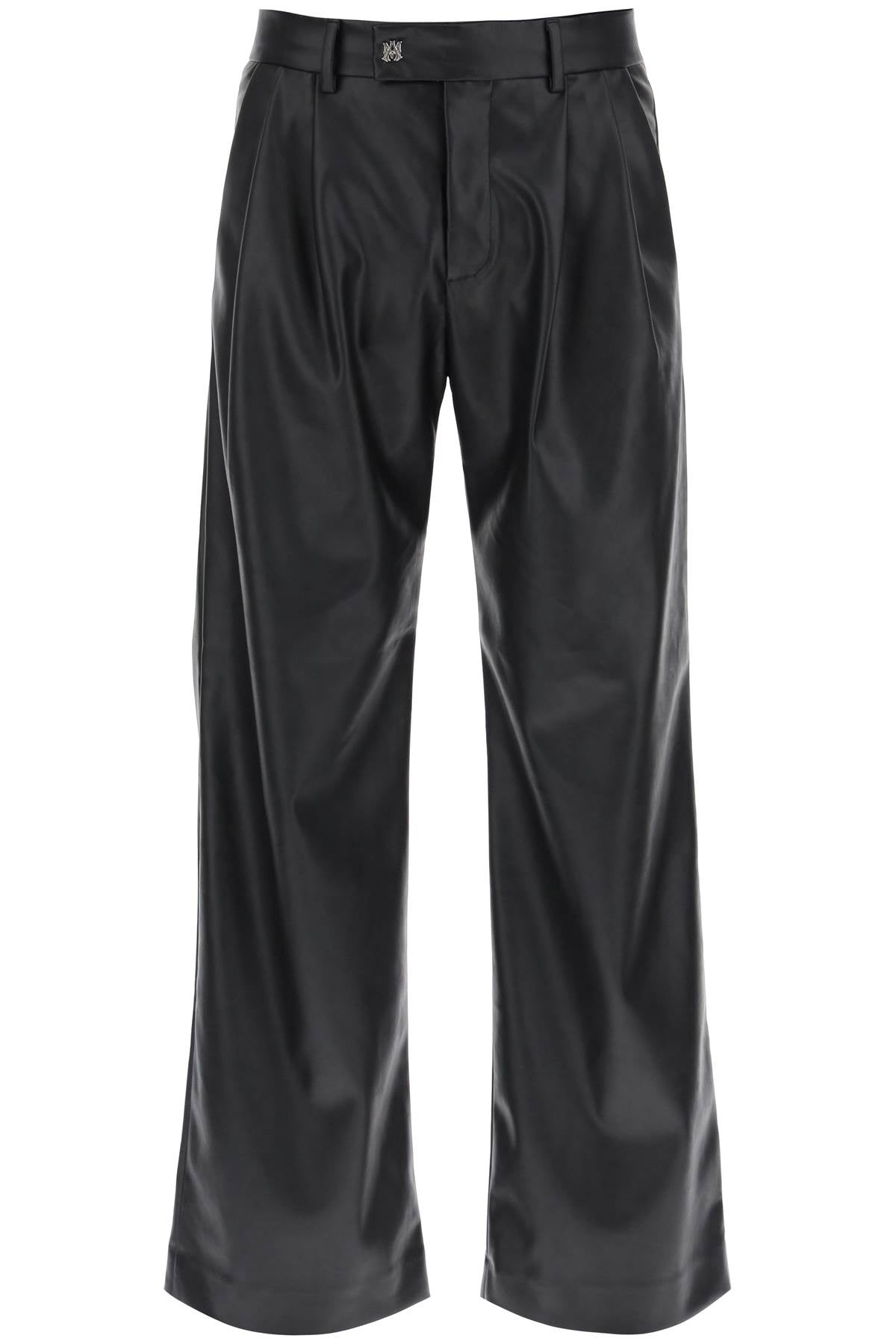 faux leather wide leg pants AW23MAW072 BLACK