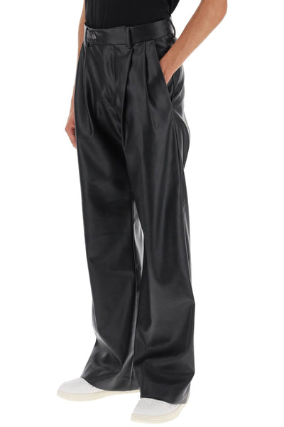 faux leather wide leg pants AW23MAW072 BLACK