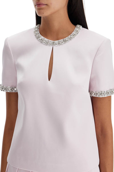 "satin top with crystals embellishments AW24 002TA P PINK