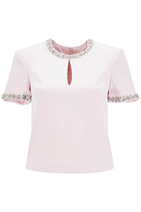 "satin top with crystals embellishments AW24 002TA P PINK