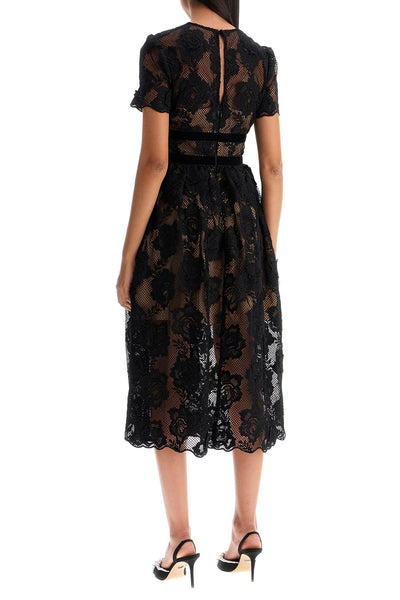 midi lace dress with bows AW24 017M B BLACK