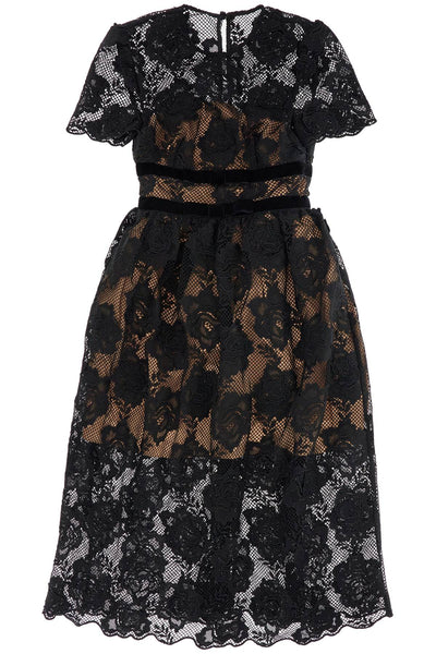 midi lace dress with bows AW24 017M B BLACK