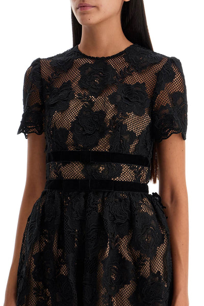 midi lace dress with bows AW24 017M B BLACK