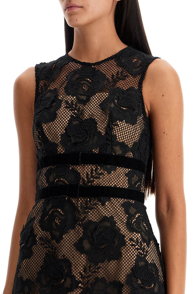 lace mini dress with bows AW24 017S B BLACK