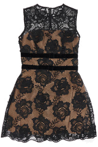 lace mini dress with bows AW24 017S B BLACK