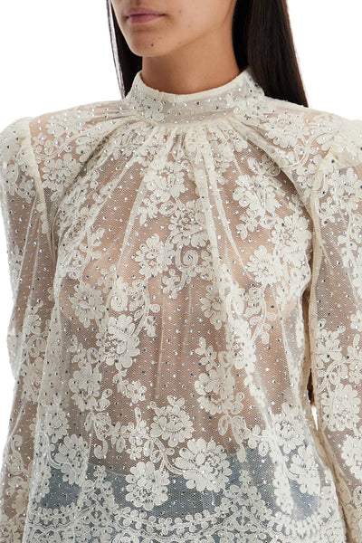 lace top with rhinest AW24 177T W WHITE