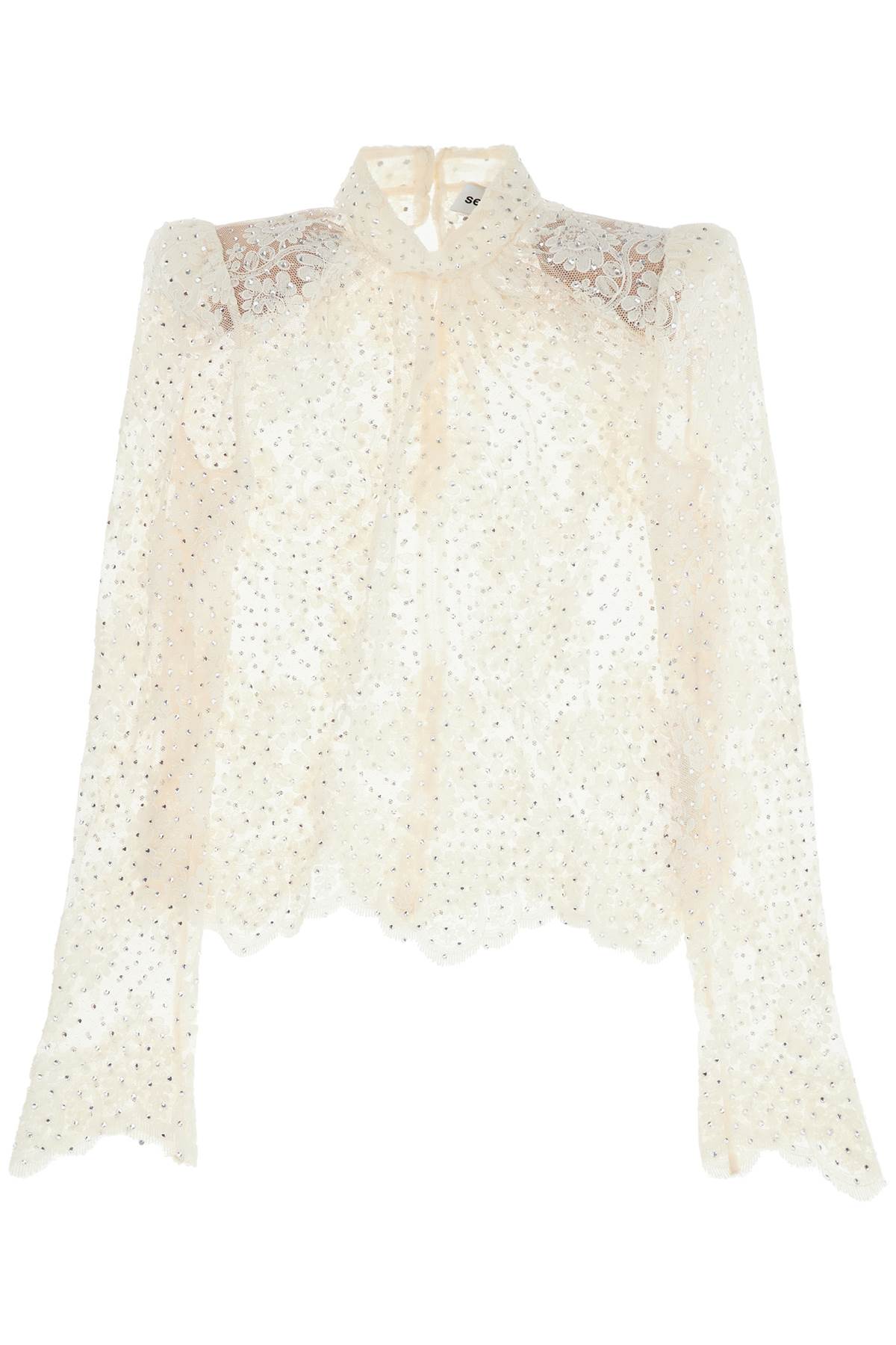 lace top with rhinest AW24 177T W WHITE