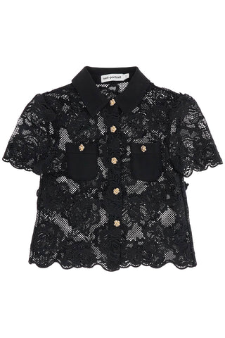 lace top with buttons. AW24 179T B BLACK