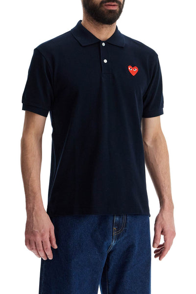 unisex t-shirt slim short sleeve navy blue with red heart logo AX T006 051 NAVY